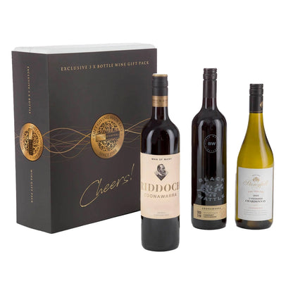 Interhampers Cheers Wine Pack Trio Gift Hamper BRO1325 - Australian Shiraz, Chardonnay, Cabernet