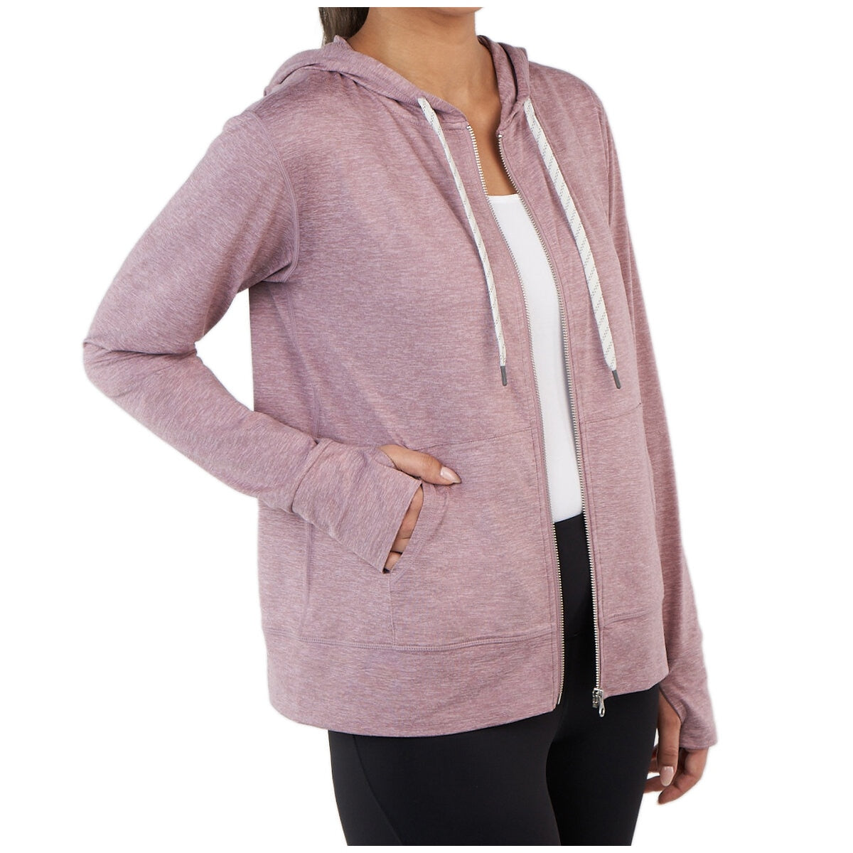 Kirkland Signature Ladies Lightweight Full Zip Hoodie Pink, Moisture-Wicking
