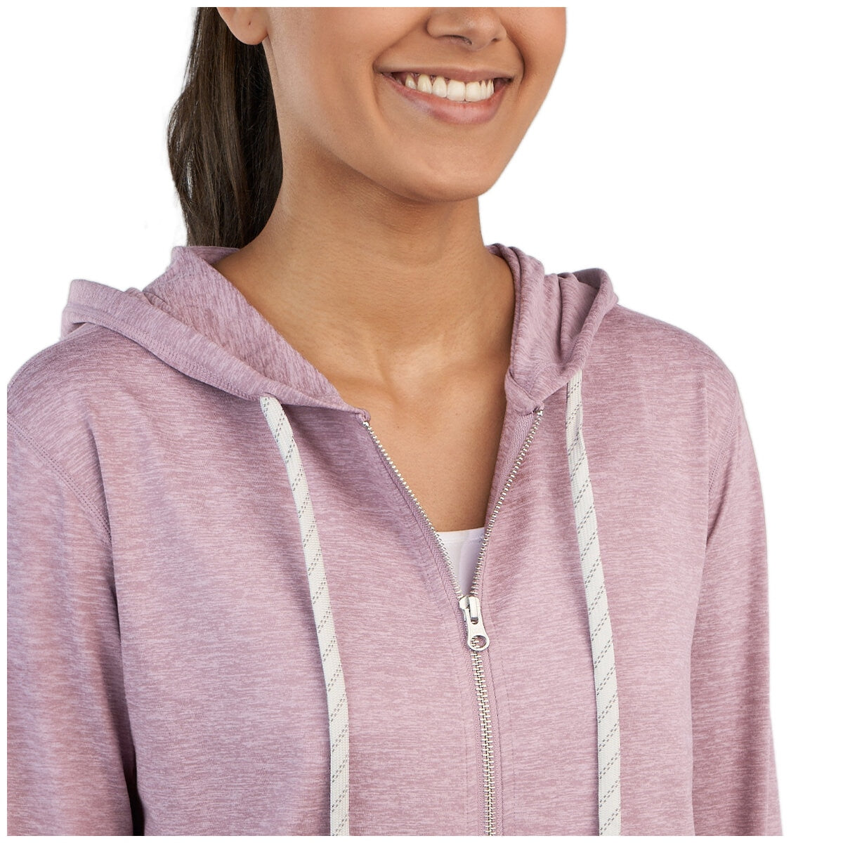 Kirkland Signature Ladies Lightweight Full Zip Hoodie Pink, Moisture-Wicking
