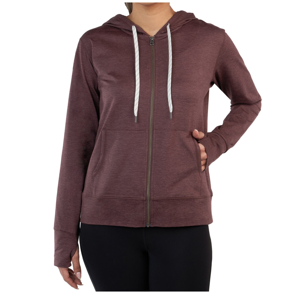 Kirkland Signature Ladies Lightweight Full Zip Hoodie Red, Moisture-Wicking - SuperSaverAU - view 1