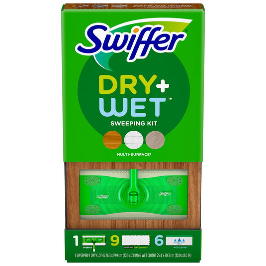 Swiffer 2-in-1 Sweeping Kit 80798886 - 16 Pack, Dry & Wet Cloths, Hard Surface Cleaner