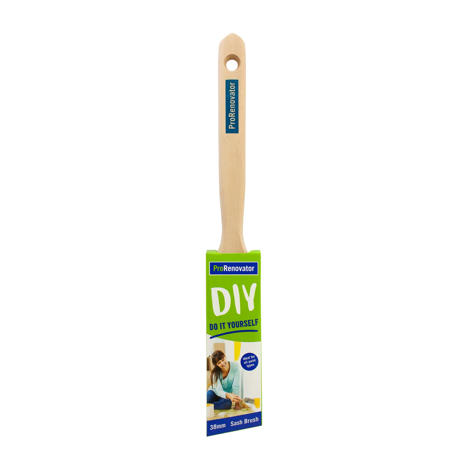 Pro Renovator Angled Trim Paint Brush 38mm Synthetic Filament Raw Timber Handle