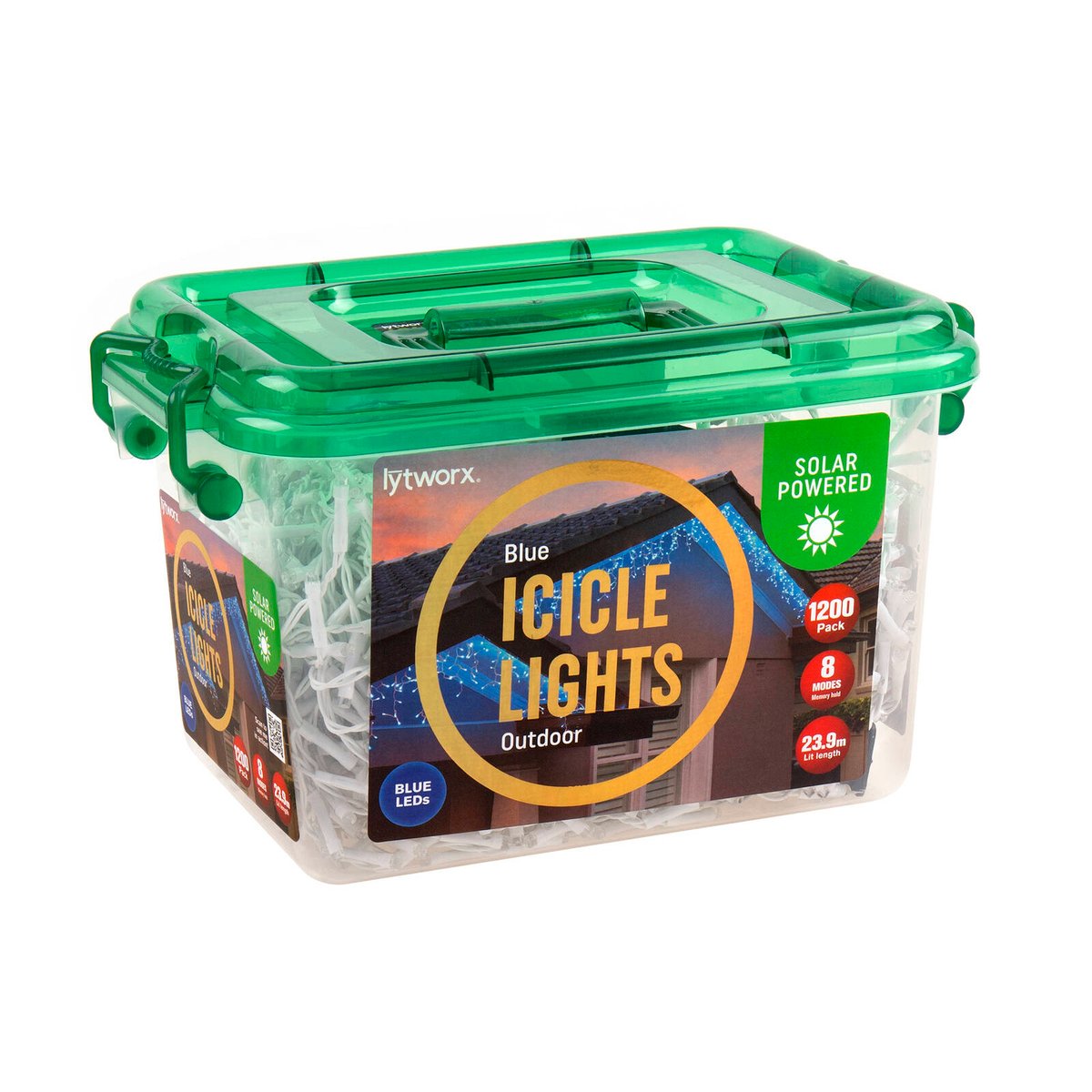 Lytworx Solar Icicle Lights - 1200 Pack - Blue - Outdoor Use - SuperSaverAU - view 1