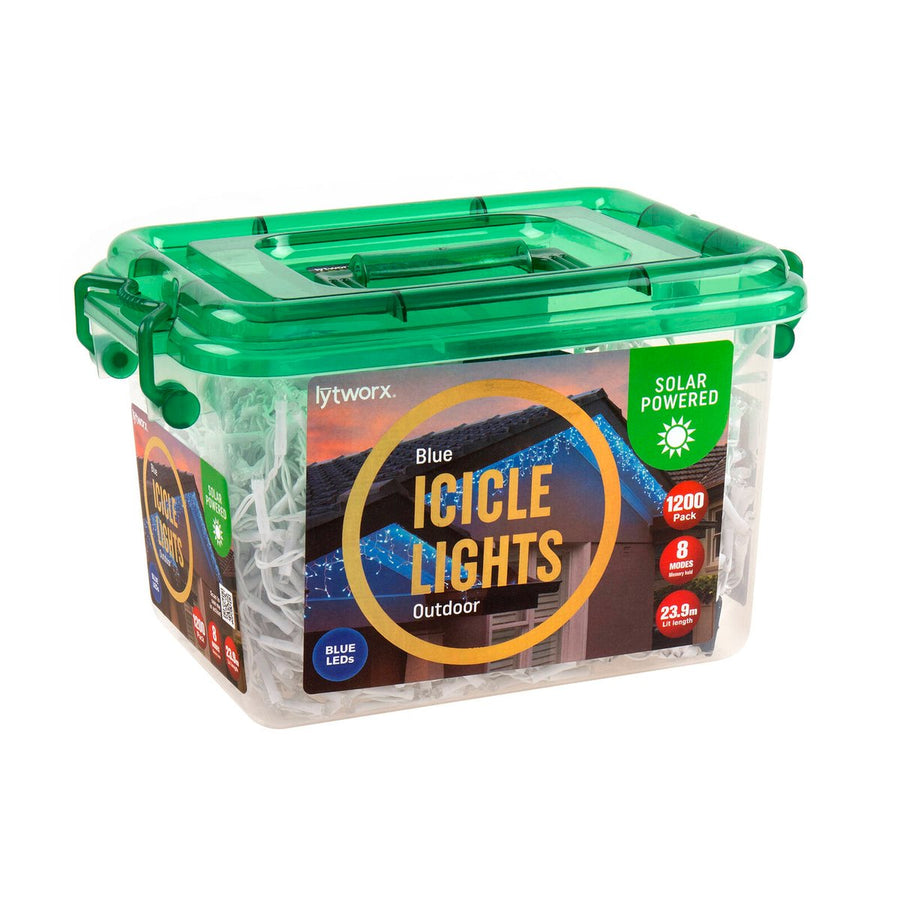 Lytworx Solar Icicle Lights - 1200 Pack - Blue - Outdoor Use - SuperSaverAU - view 1
