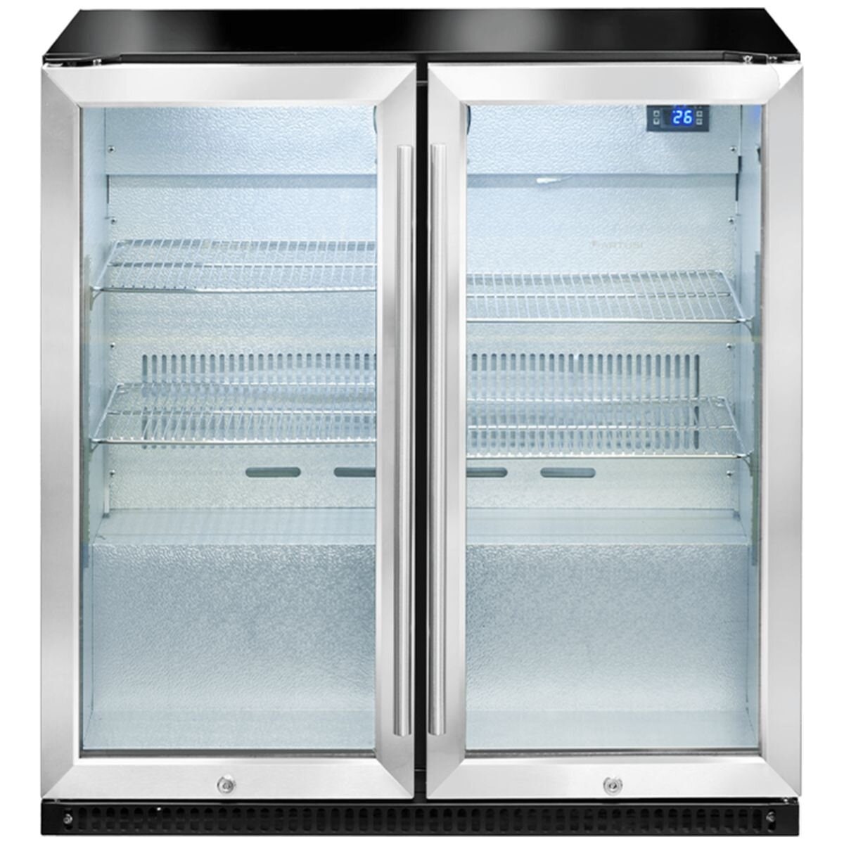 Artusi 190L outdoor beverage centre - stainless steel fascia, two heated triple glazed doors - AOF2SM5