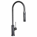 Artusi gooseneck mixer tap with pull out hose - electroplated matt black - 6 star WELS - ASM201B