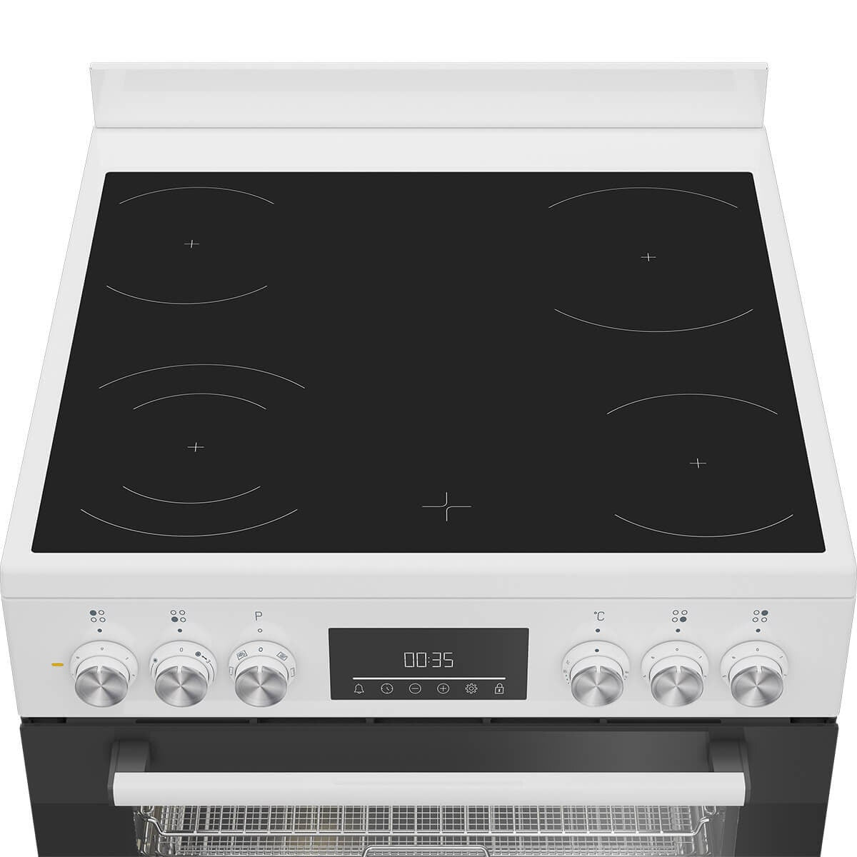 Beko 60cm Electric Freestanding Oven - White, Ceramic Cooktop, AirFry, SteamShine - BFCB60VMW