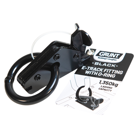 GRUNT 50mm Black O-Ring E-Track Fitting, 1350kg Lashing Capacity
