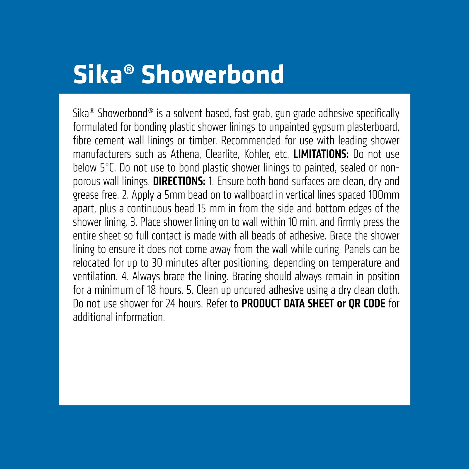 Sika 300g Showerbond Shower Wall Lining Adhesive, Green, Solvent-Based Gun-Grade
