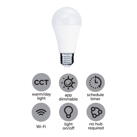 Arlec Grid Connect Smart E27 LED Globe 12W 1050lm CCT Colour Dimmable