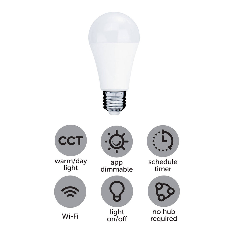 Arlec Grid Connect Smart E27 LED Globe 12W 1050lm CCT Colour Dimmable