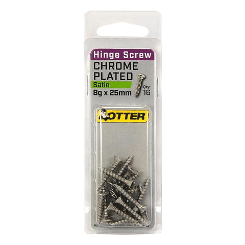 Otter Satin Chrome Hinge Screws 8 x 25mm - 16 Pack - SuperSaverAU - view 1