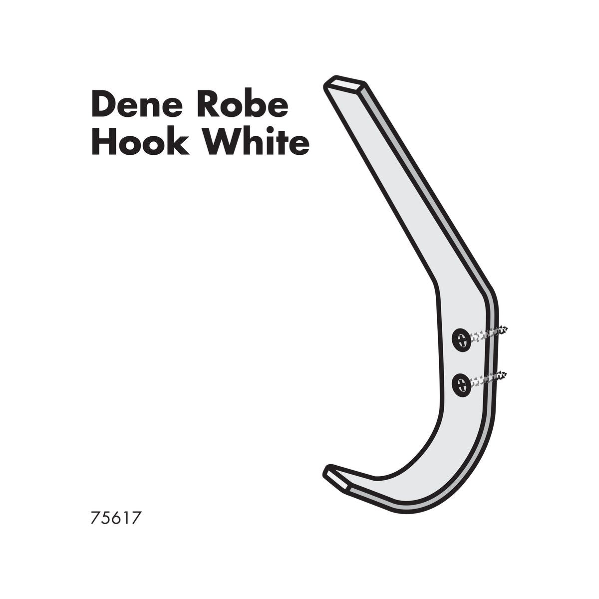 Adoored White Dene Deco Hook - Wall Mounted - Aluminium - Durable Design - SuperSaverAU - view 2