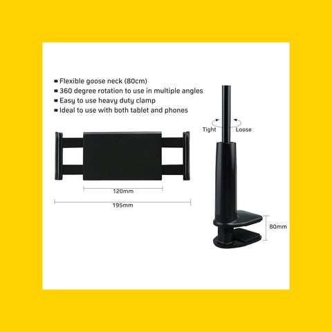 Antsig Phone and Tablet Holder with Heavy Duty Clamp and Flexible Arm