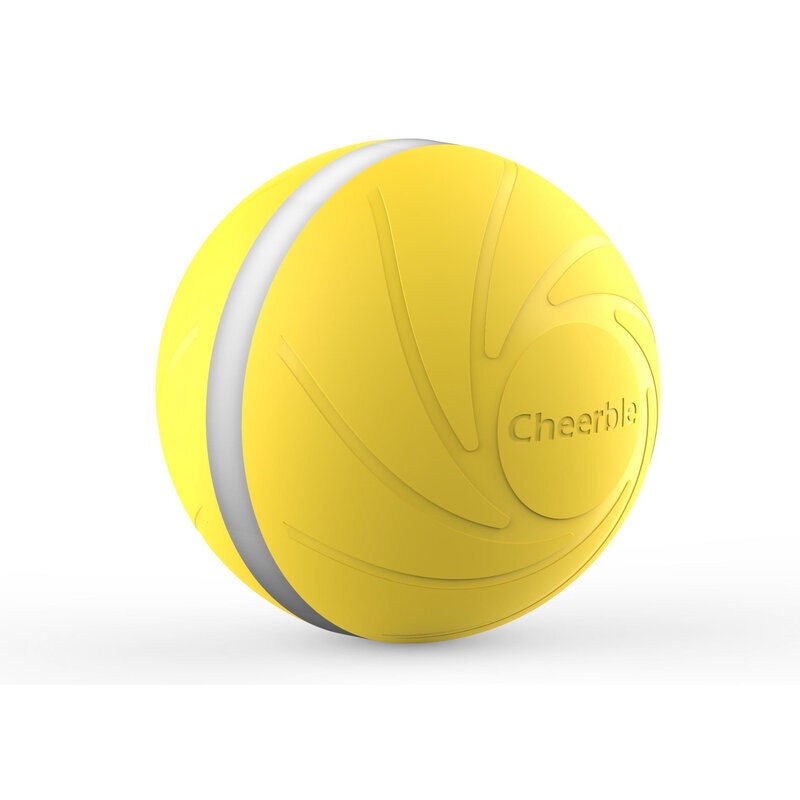 Cheerble Wicked Ball automatic pet toy - for dogs and cats, snack hole, washable, yellow - 5599