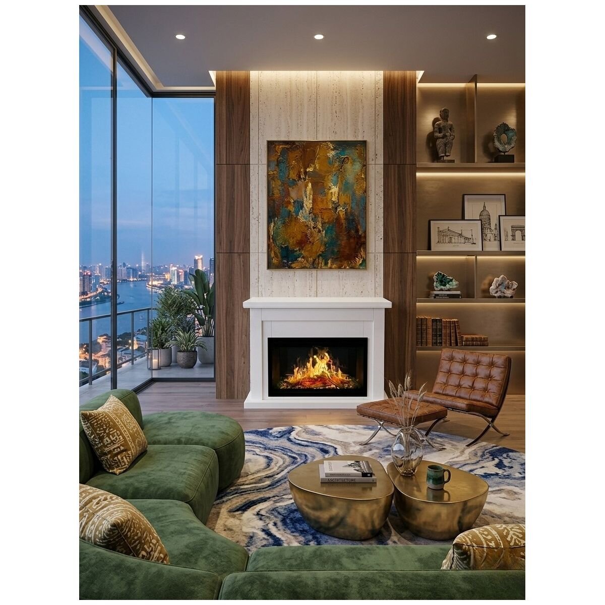Modern Flames Sterling Mantle Suite Electric Fireplace - White - 9 Flame Colours, Log Set - STE30OR-AU