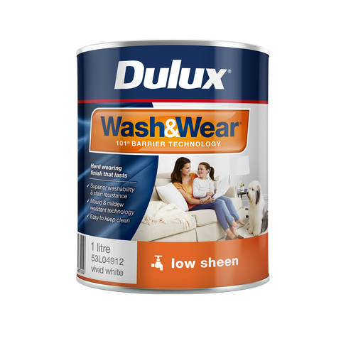 Dulux Interior Paint Wash Wear Low Sheen Vivid White 1L - 1L - Stain Resistant - SuperSaverAU - view 1