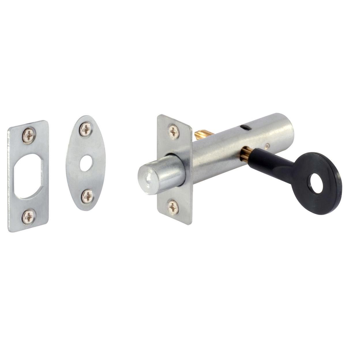 Gainsborough Satin Chrome Door Security Bolt 60mm Zinc Keyed Security - SuperSaverAU - view 1