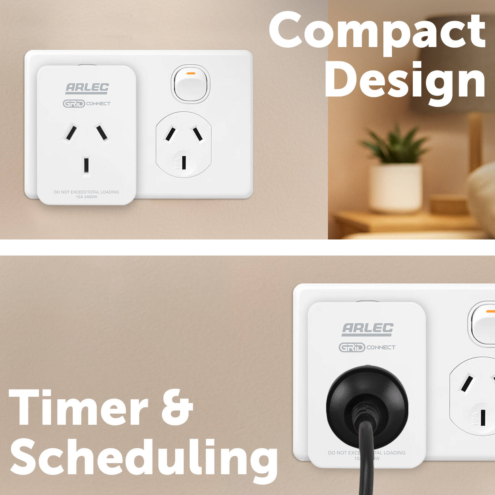 Arlec Grid Connect White Smart Plug In Socket with Energy Meter