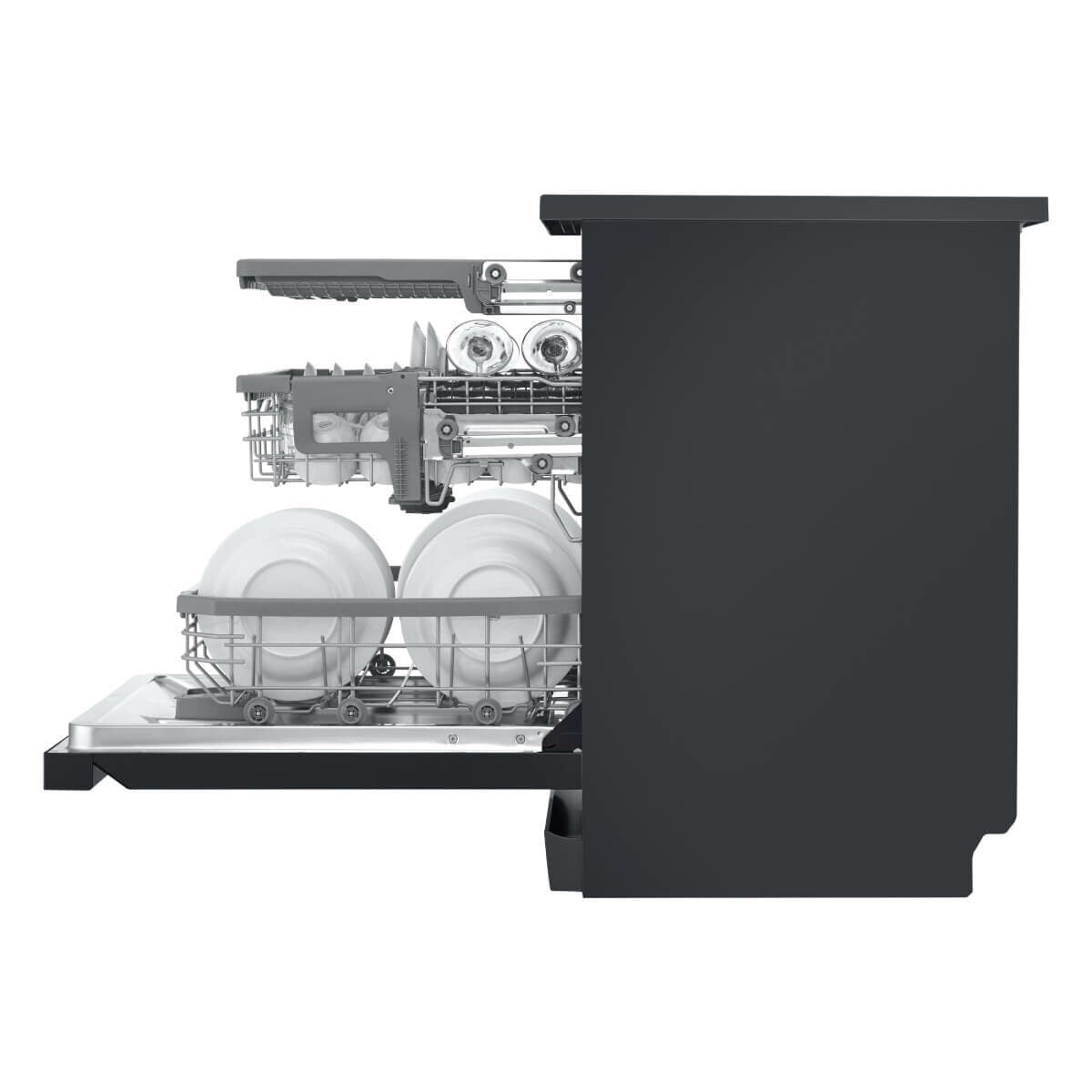 LG 60cm 15 Place QuadWash Freestanding Dishwasher - Matte Black - TrueSteam - Auto Door Opening - XD3A25MB