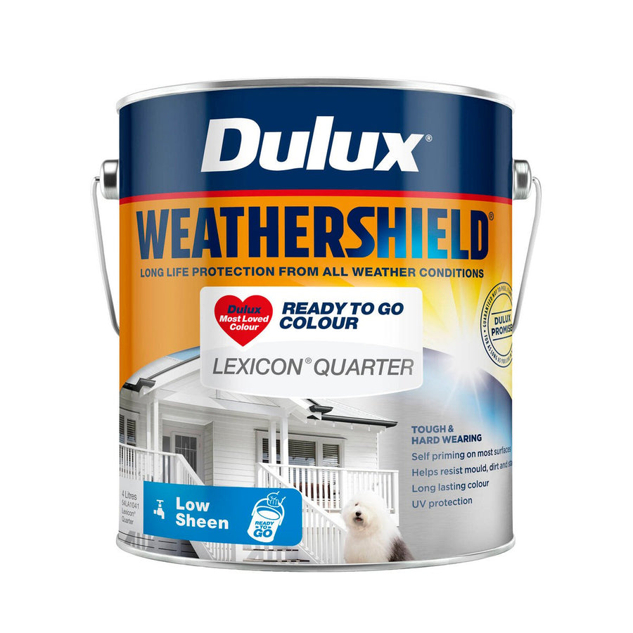 Dulux Weathershield Exterior Paint - Lexicon Quarter Low Sheen 4L - 16m² Coverage - UV Protection - SuperSaverAU - view 1