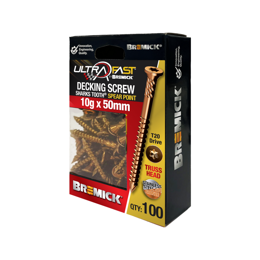 Bremick Deck Screws - 10g x 50mm - Bronze - 100 Pack - Ultrafast Installation - SuperSaverAU - view 1