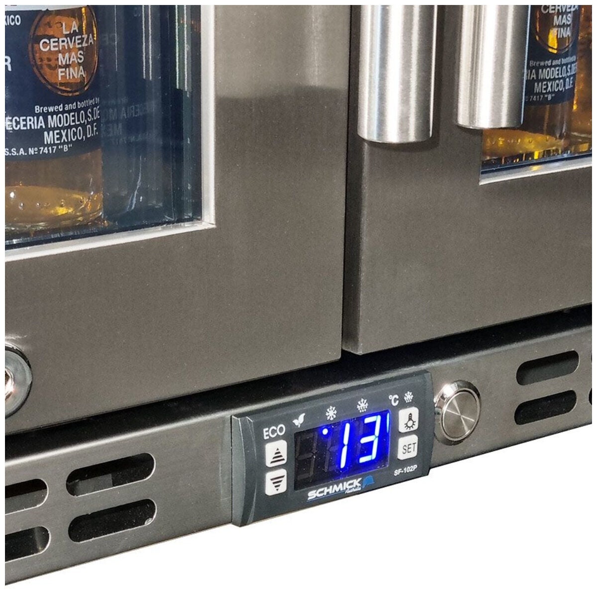 Schmick 257L two-door bar fridge - Stainless steel, 6 star energy rating, lockable door - SK246-HD