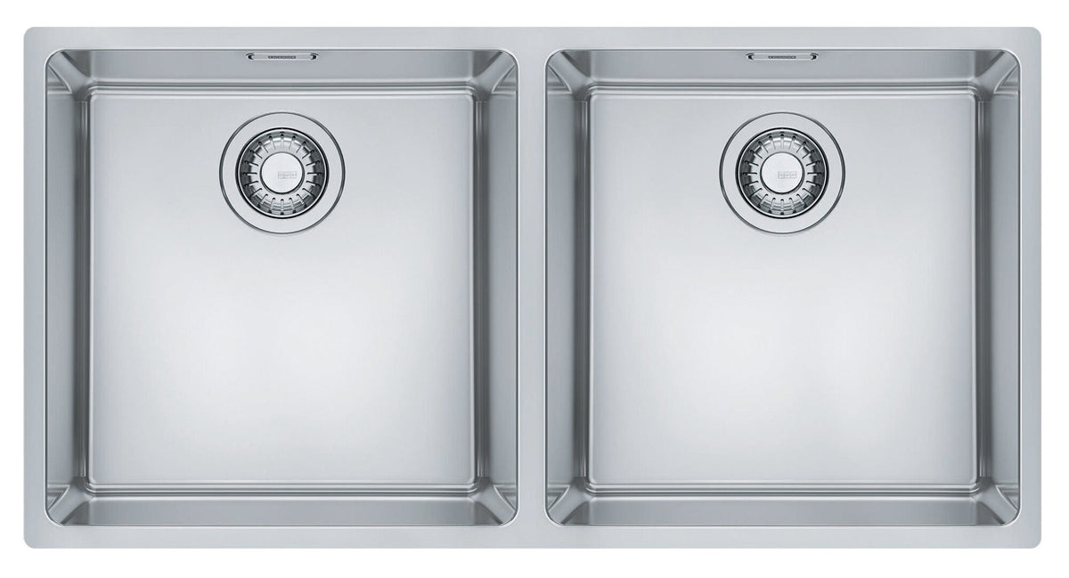 Franke Maris double bowl sink - 18/10 stainless steel, top, under or flush mount, Swiss made - MRX220-40/40