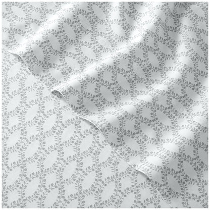 Purely Organic 300TC Queen Cotton Sheet Set - Evelyn Block Vine Blue, 100% Organic Sateen