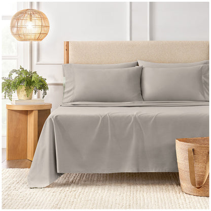 Purely Organic Queen Cotton Sheet Set 300TC Sateen, Bone, Eco-Friendly, GOTS Certified