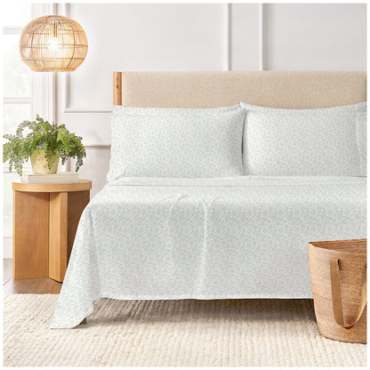 Purely Organic Queen Cotton Sheet Set 300TC Sateen Madina Blockprint M9 GOTS Certified