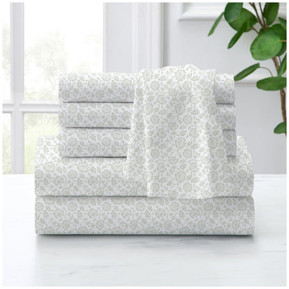 Purely Organic Queen Cotton Sheet Set 300TC Sateen Madina Blockprint M9 GOTS Certified