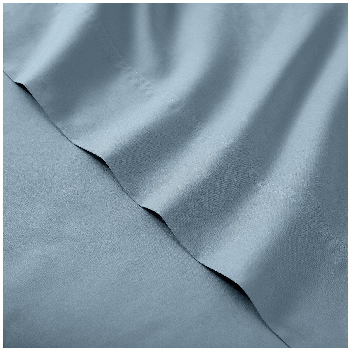 Purely Organic Queen 300TC Cotton Sheet Set, Pale Blue, GOTS Certified, Sateen Weave