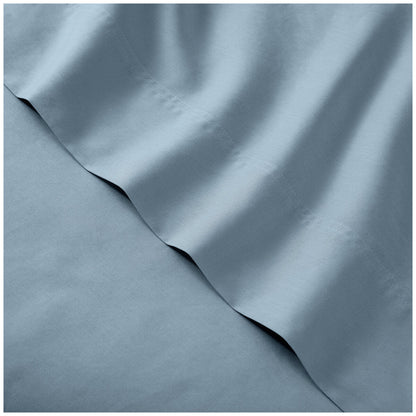 Purely Organic Queen 300TC Cotton Sheet Set, Pale Blue, GOTS Certified, Sateen Weave