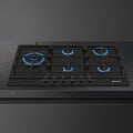 Smeg 72cm 5 Burner Gas Cooktop - Matte Black Finish - Wok Burner - Flame Failure Device - PX375LMBAU
