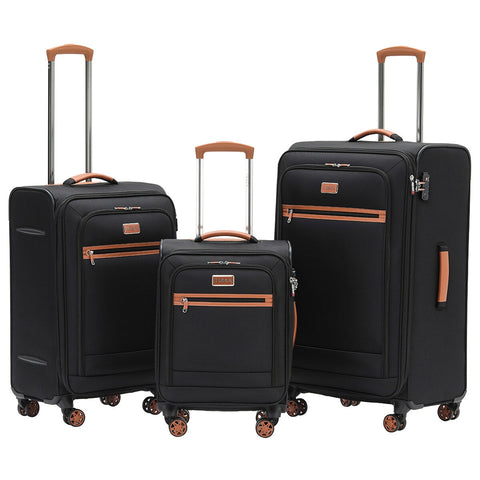 Tosca Park Avenue 3-Piece Luggage Set TCA6923 - Black Tan, TSA Locks, Expandable, RFID Protection - SuperSaverAU - view 1