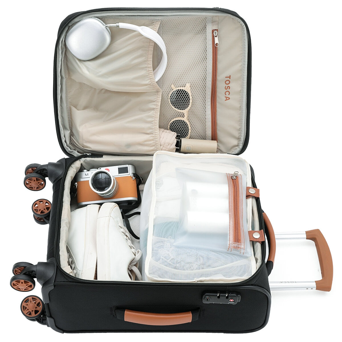 Tosca Park Avenue 3-Piece Luggage Set TCA6923 - Black Tan, TSA Locks, Expandable, RFID Protection - SuperSaverAU - view 9
