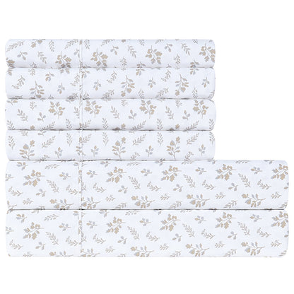 South Point Home Fashions King Microfiber Sheet Set, 6-Piece, Fresca Leaf, Wrinkle Resistant