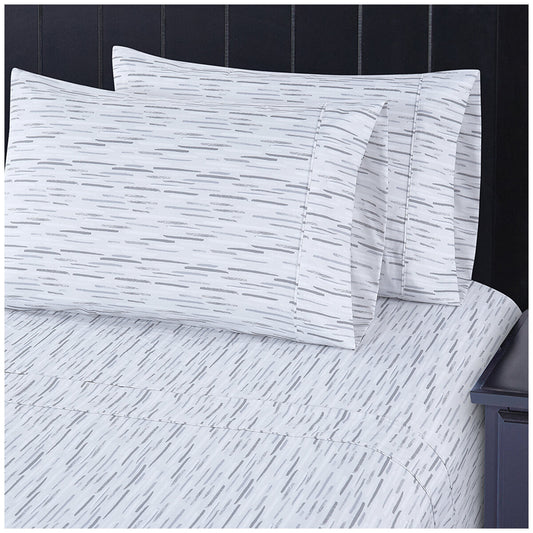 South Point Home Fashions King Microfiber Sheet Set, 6-Piece, Sketchy Stripe, Soft & Durable