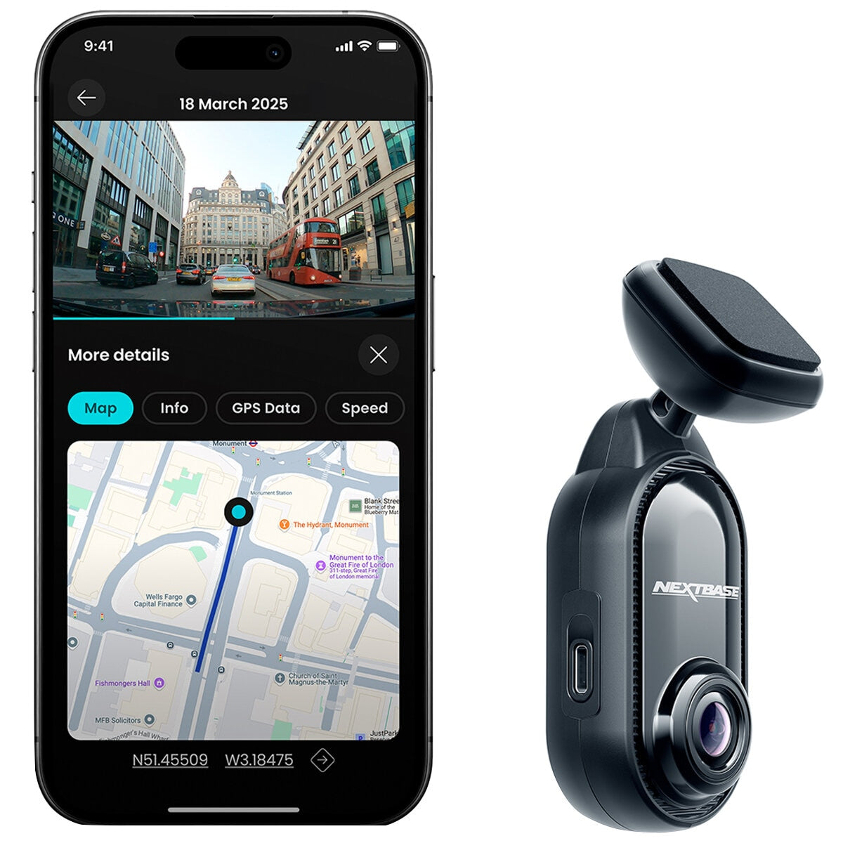 Nextbase Piqo 2K Dash Cam Bundle NBPIQO2K32GB-AUS, 32GB SD, 2K Recording, Voice Control - SuperSaverAU - view 3