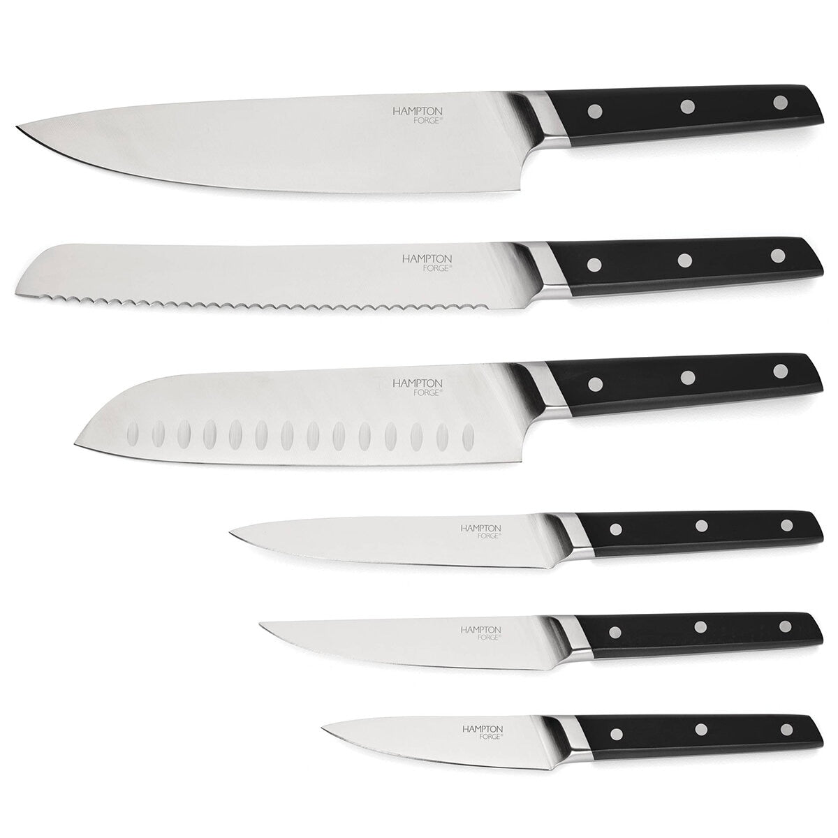Hampton Forge 10 Piece Knife Block Set Black, High Carbon Stainless Steel, Full Tang - SuperSaverAU - view 4