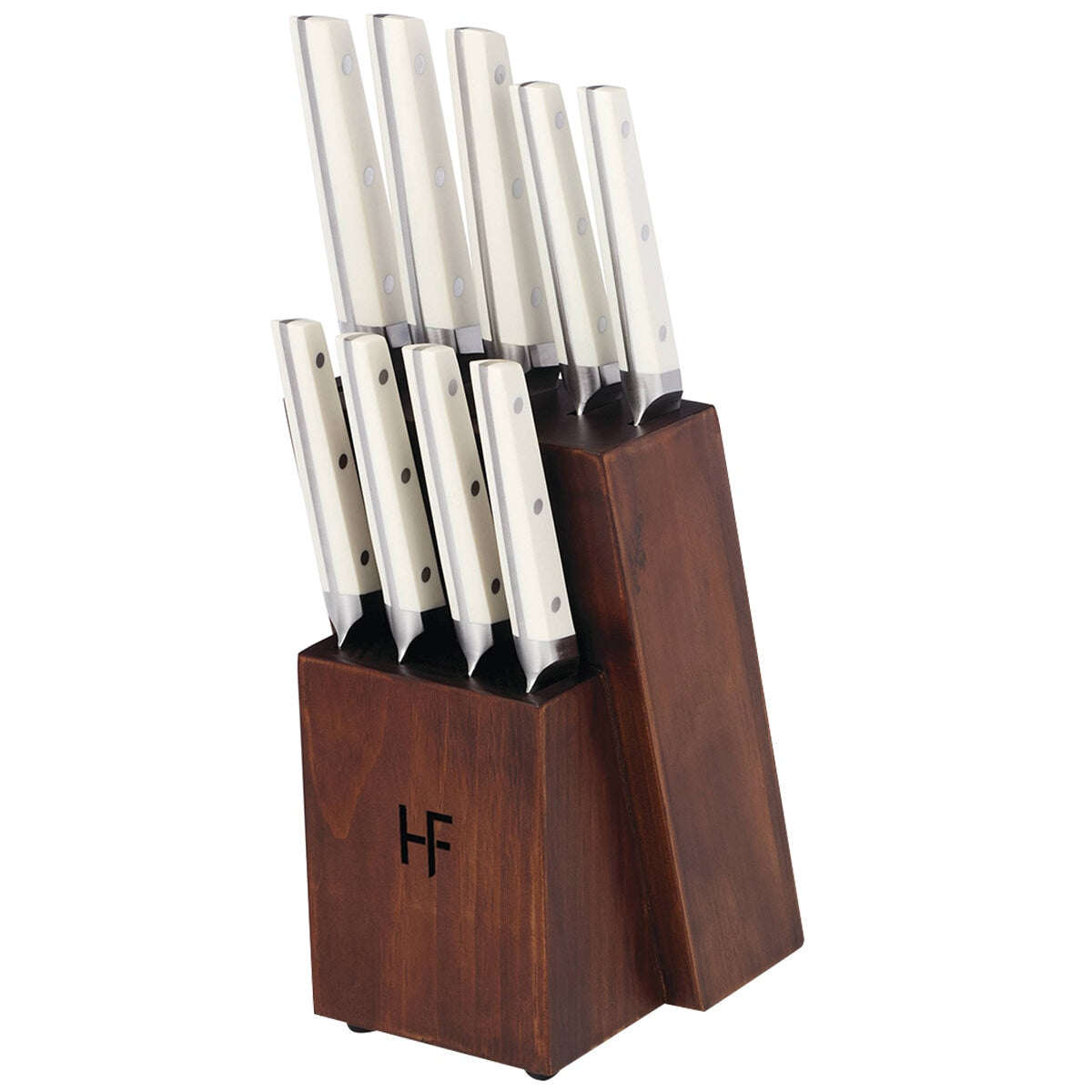 Hampton Forge 10 Piece Knife Block Set White, High Carbon Stainless Steel, Full Tang - SuperSaverAU - view 1