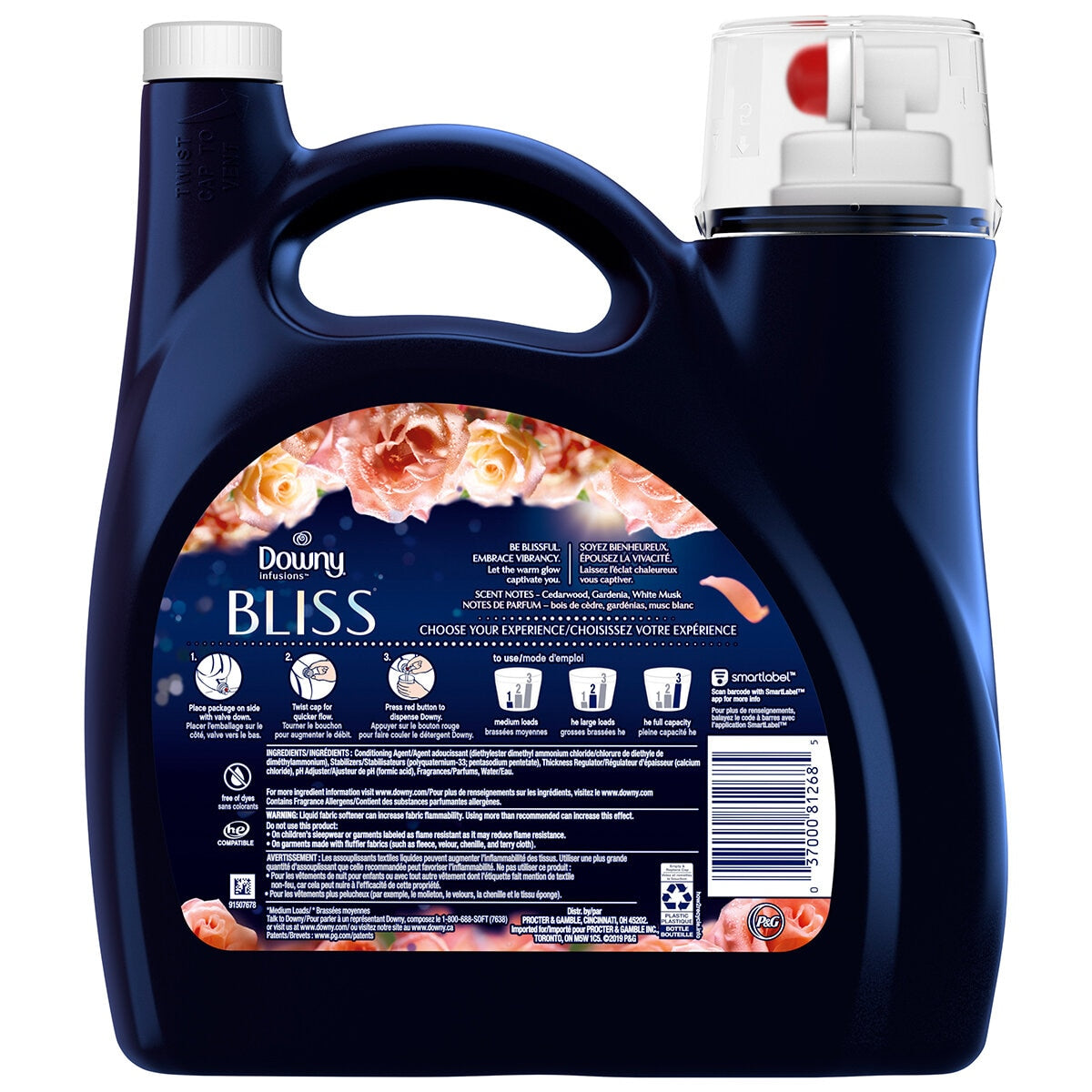 Downy Infusions Bliss Fabric Conditioner 3.4L, Amber & Rose, Model 80350685, Long-Lasting Freshness
