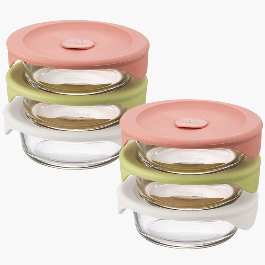 LocknLock Glass Meal Container Set 12-Piece LLG503S6, 355ml, Durable Glass, Multiple Colors - SuperSaverAU - view 1