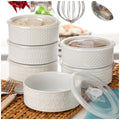 Signature Housewares 6-Piece Microwavable Stoneware Bowl Set with Lids, White - SuperSaverAU - view 4