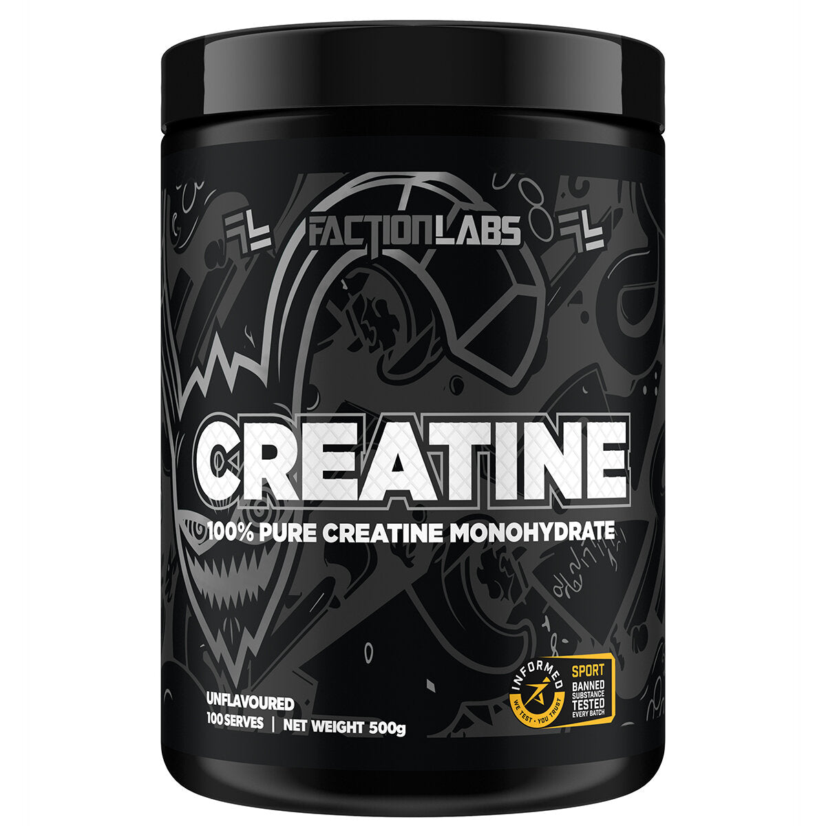 Faction Labs 100% Pure Creatine Monohydrate 500g FL8005, Australian Made