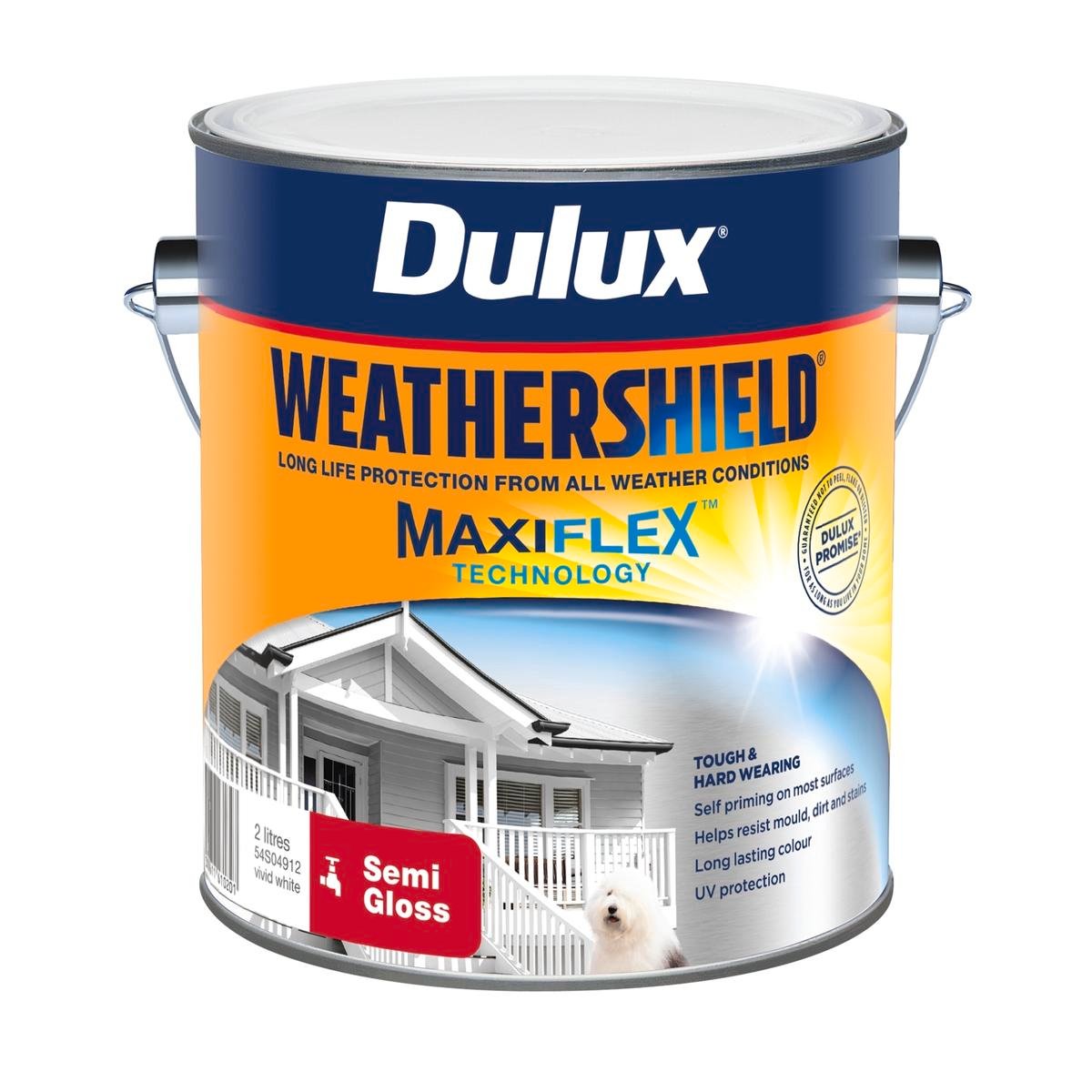 Dulux Weathershield Exterior Paint - 2L - Vivid White - Semi Gloss - SuperSaverAU - view 1
