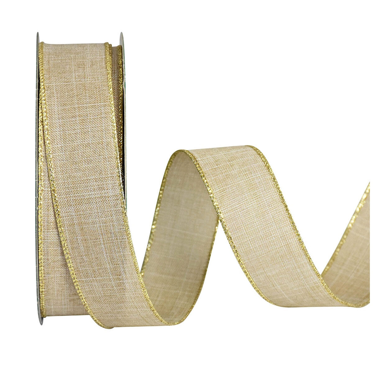 Kirkland Signature Wire Edged Ribbon Burlap Natural 47mm x 160mm Continuous Roll