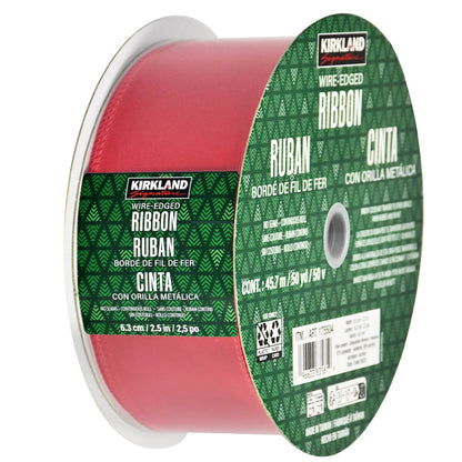 Kirkland Signature Red Velvet Wire Edged Ribbon 47mm x 160mm - Continuous Roll