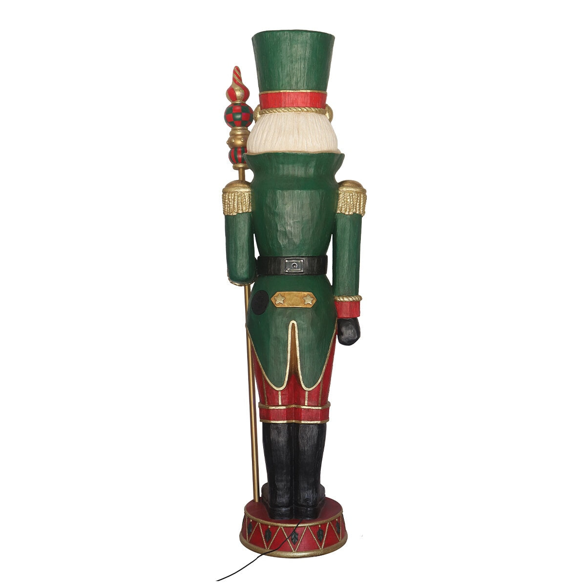 Pre-lit 182.8cm Carved Nutcracker with LED Lights & Music, Polyresin, Indoor/Outdoor
